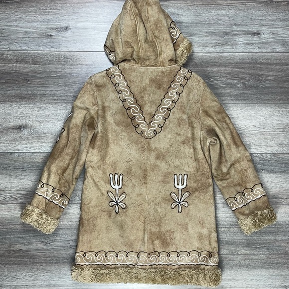 NWOT Penny Lane Shearling Hooded Leather Winter Coat Large - Picture 3 of 16